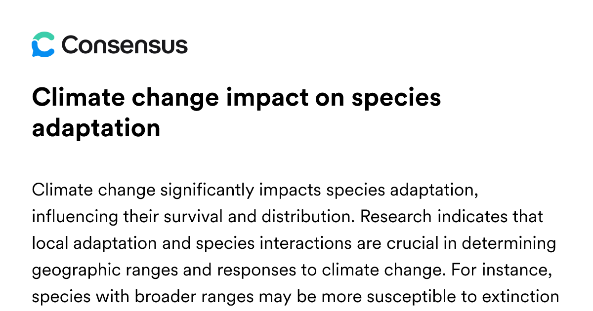 Climate Change Impact On Species Adaptation - Consensus Academic Search ...