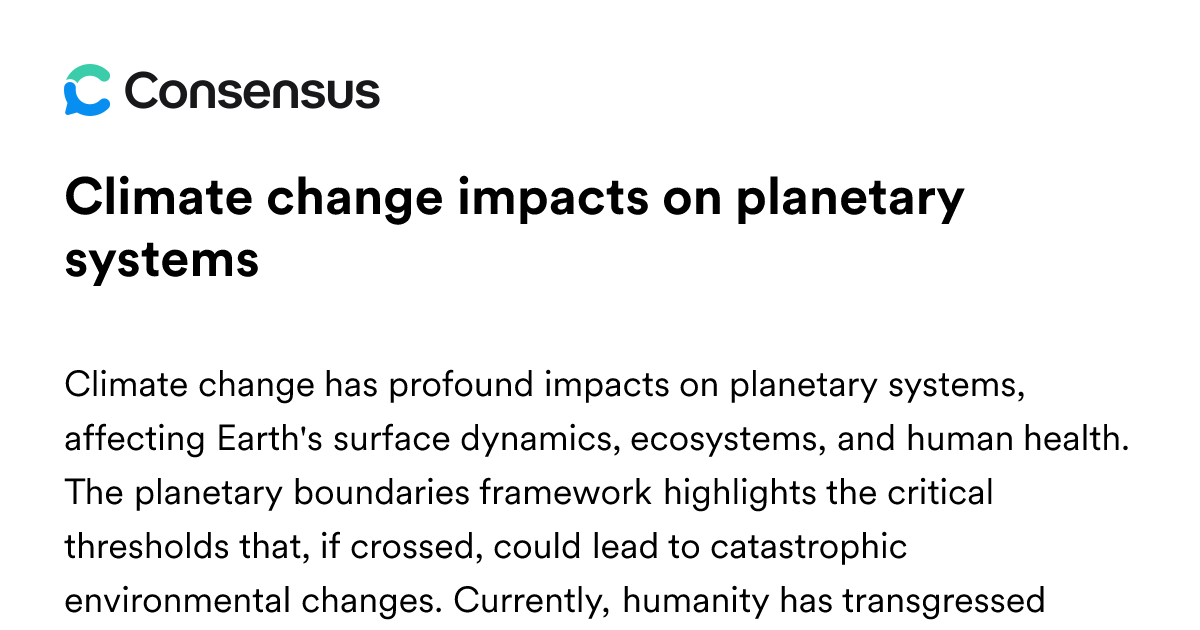 Climate Change Impacts On Planetary Systems - Consensus Academic Search ...