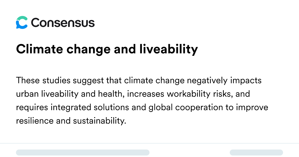 Climate Change And Liveability - Consensus Academic Search Engine