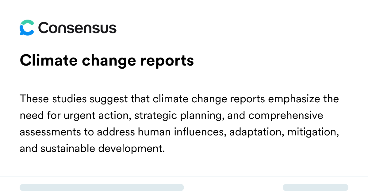 Climate Change Reports - Consensus Academic Search Engine