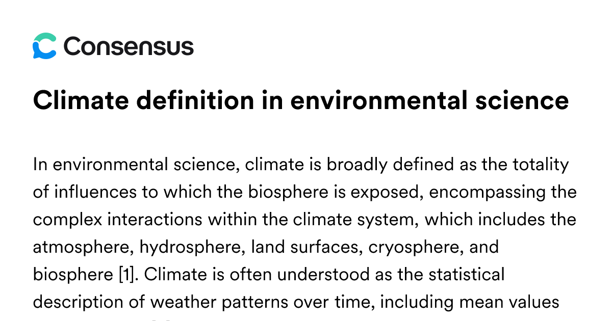 Climate Definition In Environmental Science - Consensus Academic Search ...