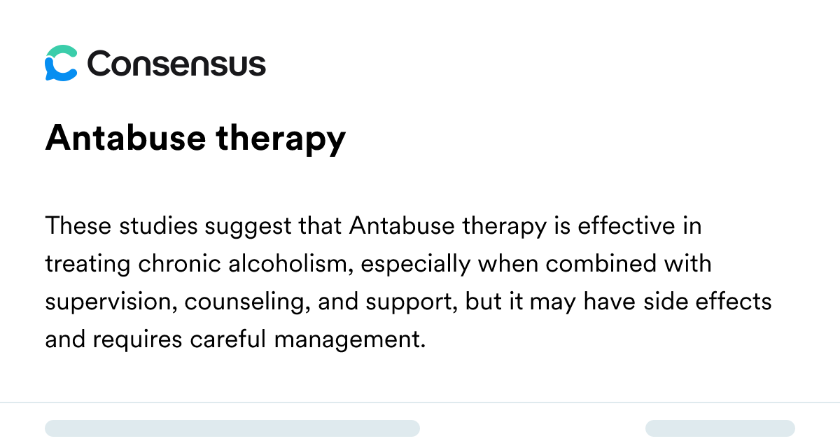 Antabuse Therapy - Consensus Academic Search Engine