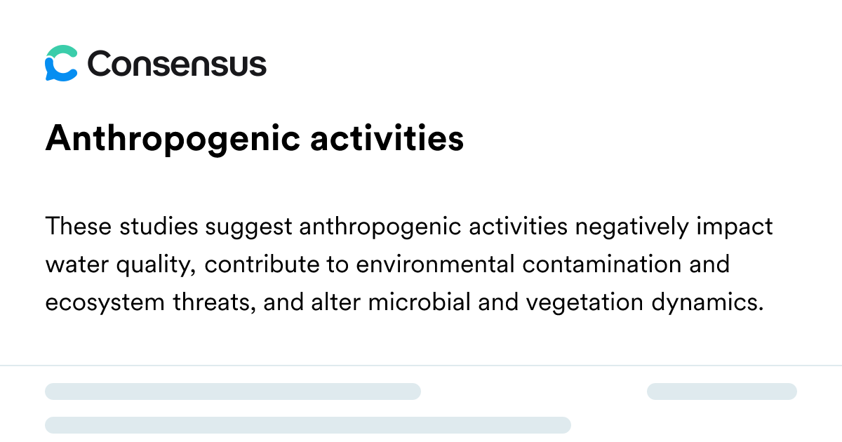Anthropogenic Activities - Consensus Academic Search Engine
