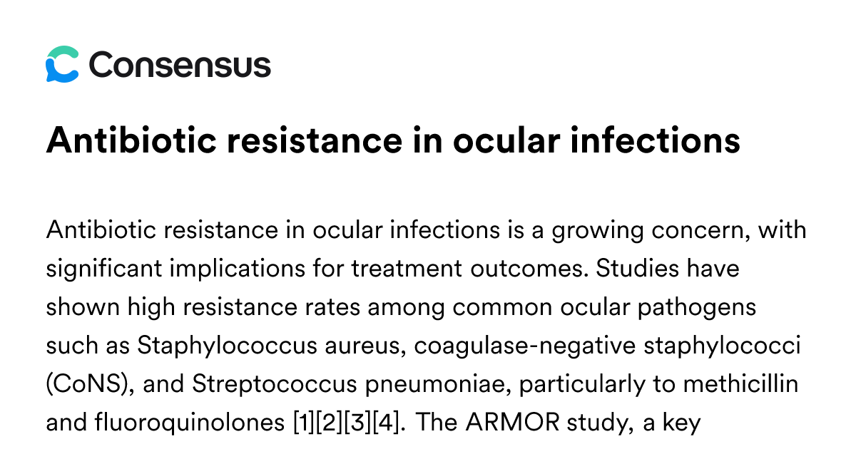 Antibiotic Resistance In Ocular Infections - Consensus Academic Search ...