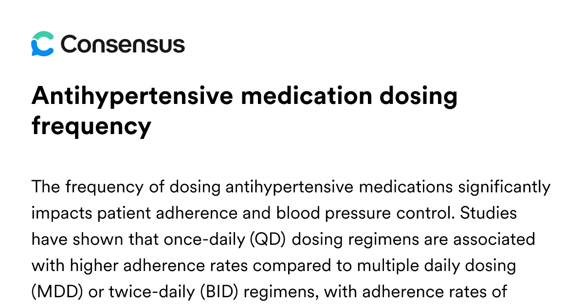 Antihypertensive Medication Dosing Frequency - Consensus Academic ...