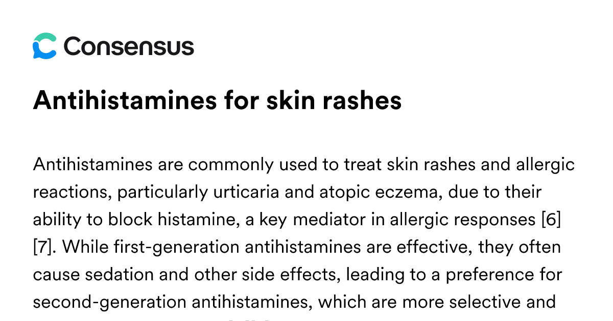 Antihistamines For Skin Rashes - Consensus Academic Search Engine