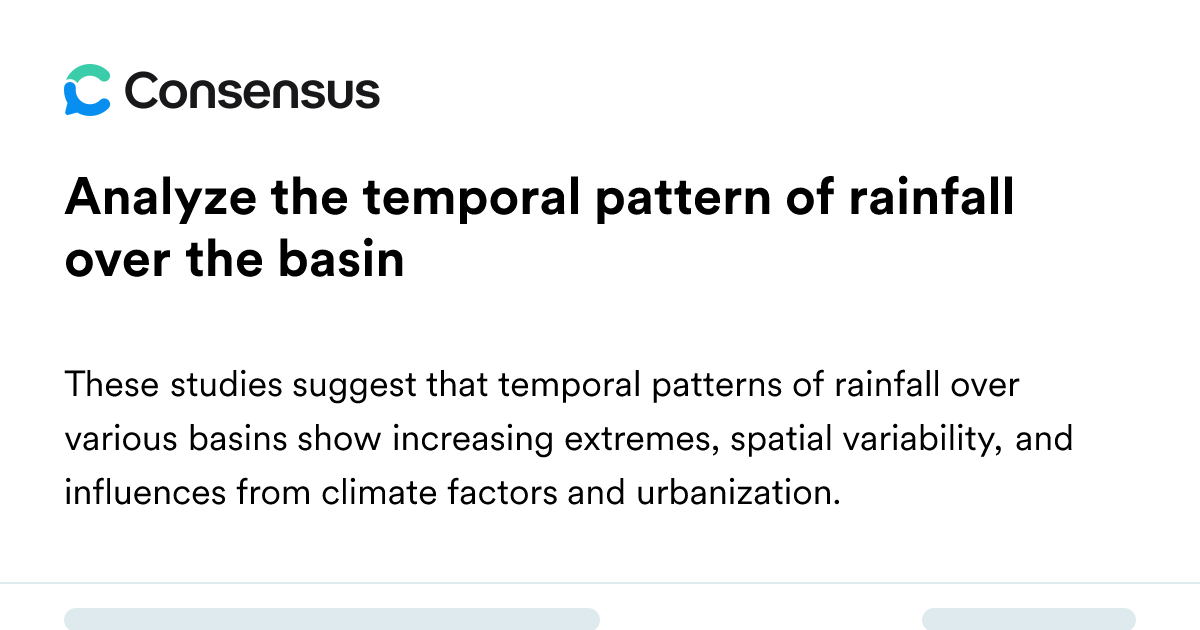 Analyze The Temporal Pattern Of Rainfall Over The Basin - Consensus ...
