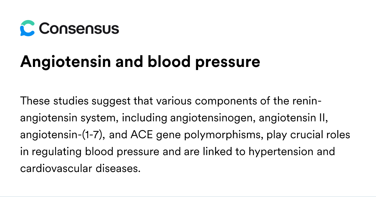Angiotensin And Blood Pressure - Consensus Academic Search Engine