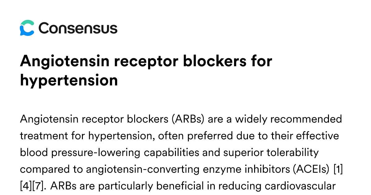 Angiotensin Receptor Blockers For Hypertension - Consensus Academic ...