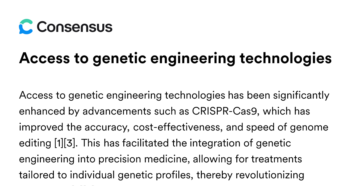 Access To Genetic Engineering Technologies - Consensus Academic Search ...