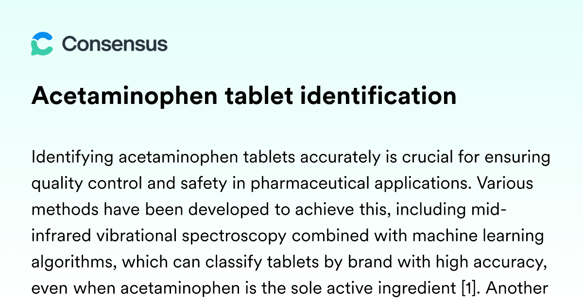 Acetaminophen Tablet Identification - Consensus Academic Search Engine