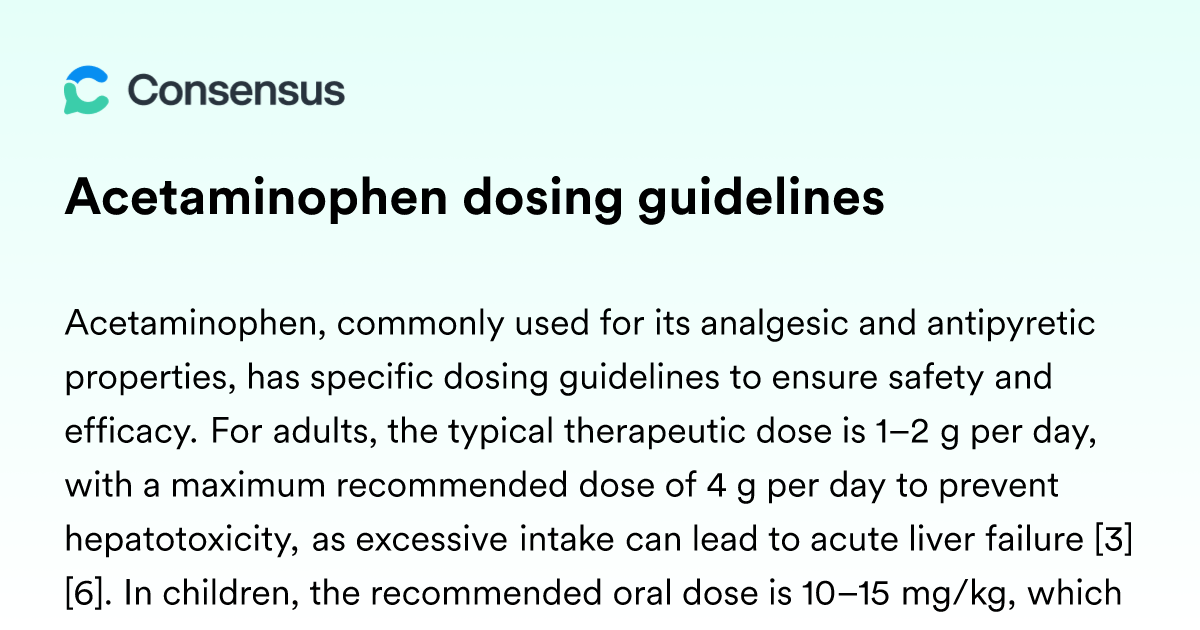 Curated visual reference: Picture Idea: Acetaminophen Dosing Guidelines