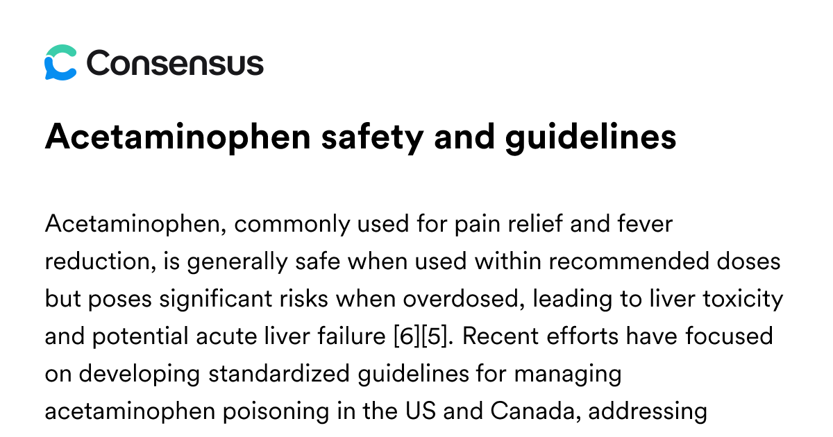 Acetaminophen Safety And Guidelines - Consensus Academic Search Engine