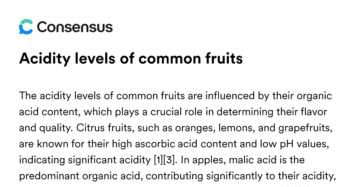 Acidity Levels Of Common Fruits - Consensus Academic Search Engine