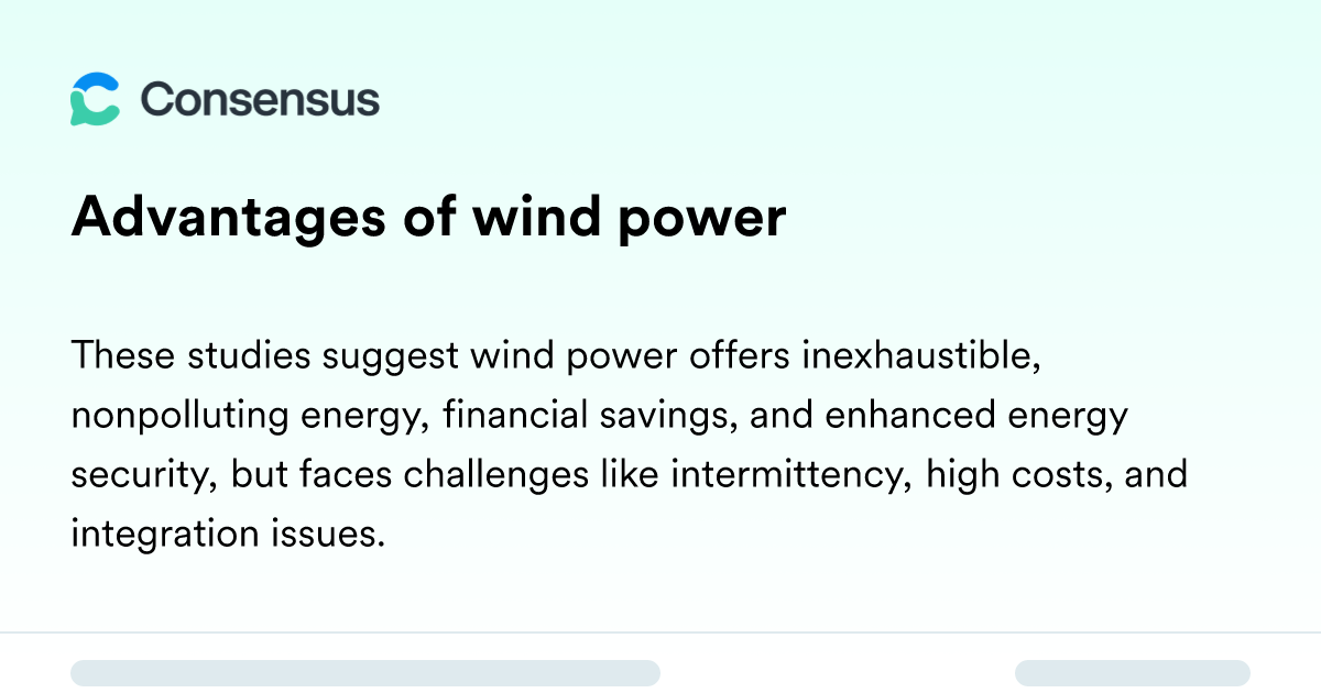 Advantages Of Wind Power - Consensus Academic Search Engine