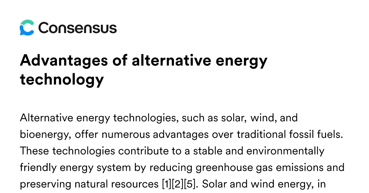 Advantages Of Alternative Energy Technology - Consensus Academic Search ...