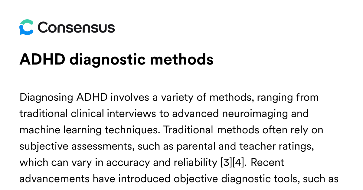 ADHD Diagnostic Methods - Consensus Academic Search Engine