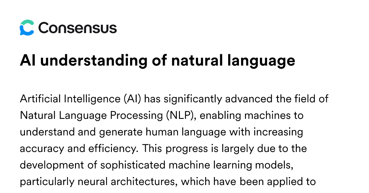 AI Understanding Of Natural Language - Consensus Academic Search Engine