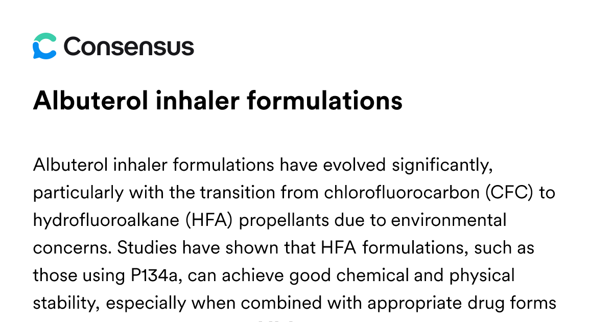 Albuterol Inhaler Formulations - Consensus Academic Search Engine