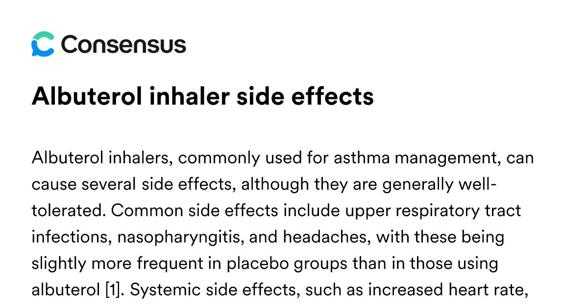 Albuterol Inhaler Side Effects - Consensus Academic Search Engine