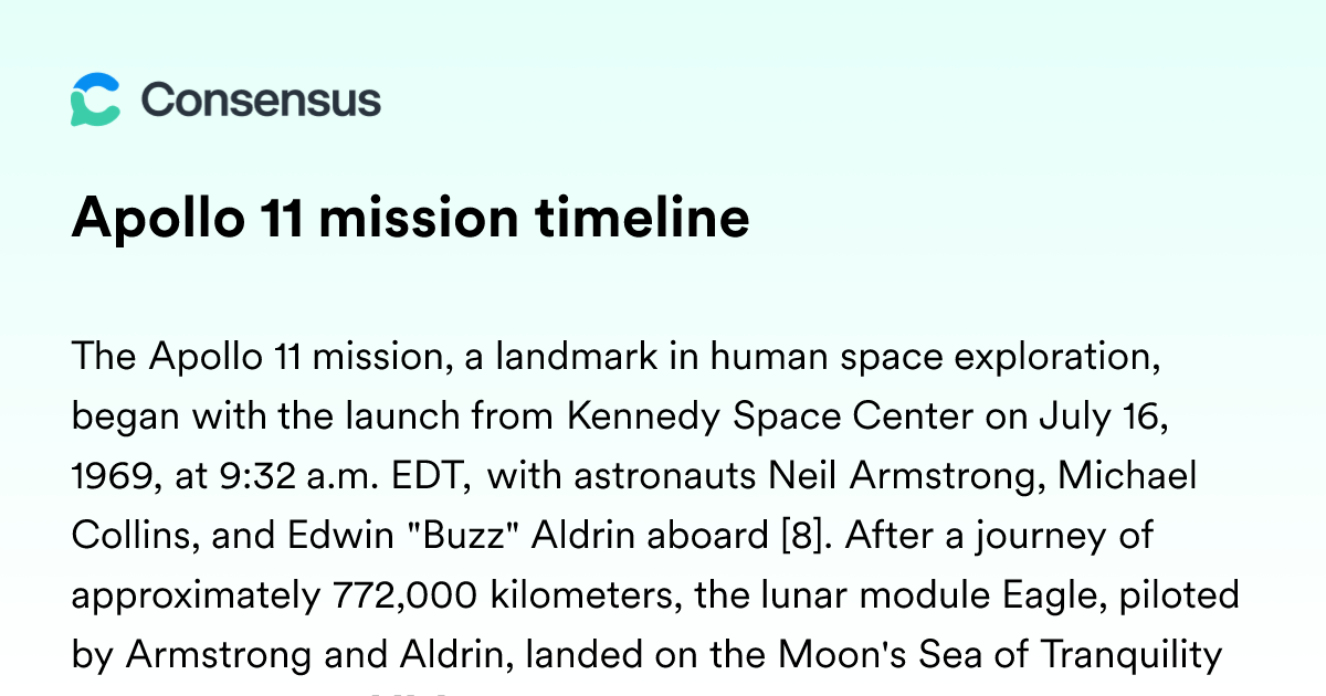 Apollo 11 Mission Timeline - Consensus Academic Search Engine