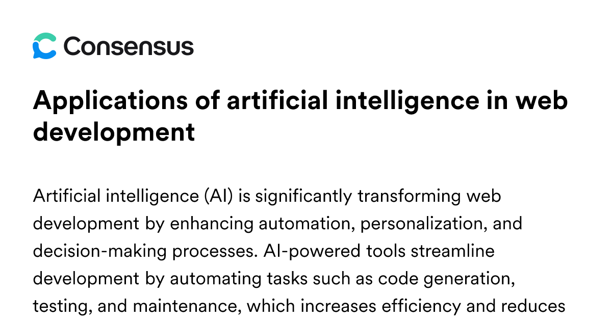 Applications Of Artificial Intelligence In Web Development - Consensus ...