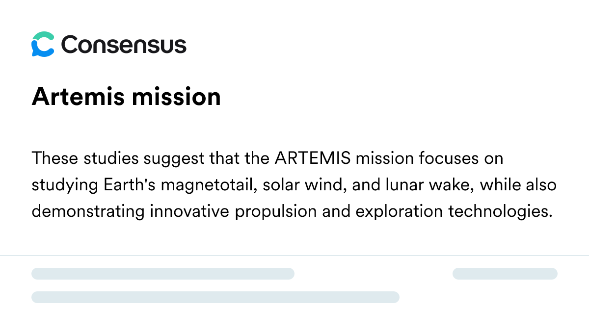 Artemis Mission - Consensus Academic Search Engine
