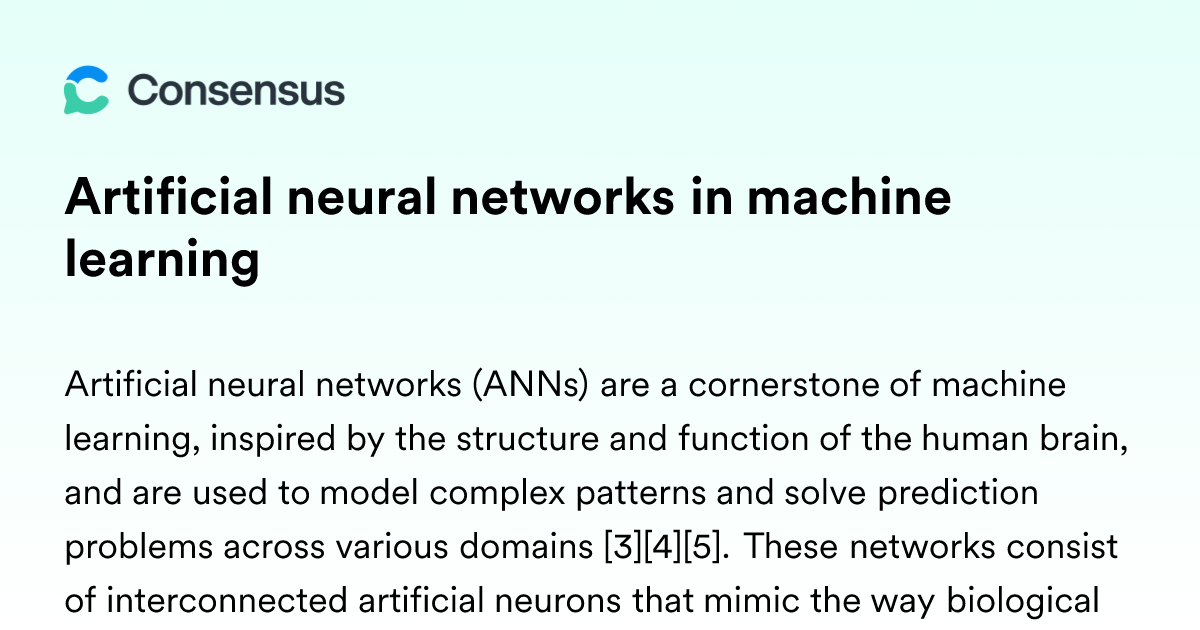 Artificial Neural Networks In Machine Learning - Consensus Academic ...