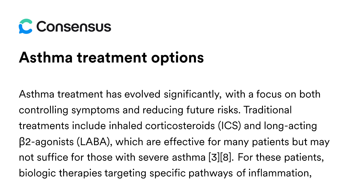 Asthma Treatment Options - Consensus Academic Search Engine