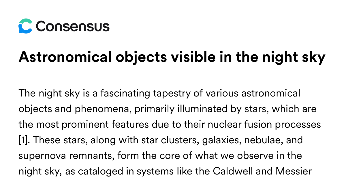 Astronomical Objects Visible In The Night Sky - Consensus Academic ...