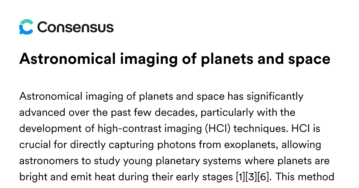 Astronomical Imaging Of Planets And Space - Consensus Academic Search ...