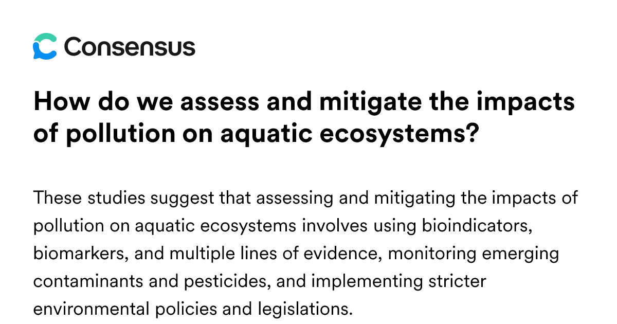 How Do We Assess And Mitigate The Impacts Of Pollution On Aquatic ...