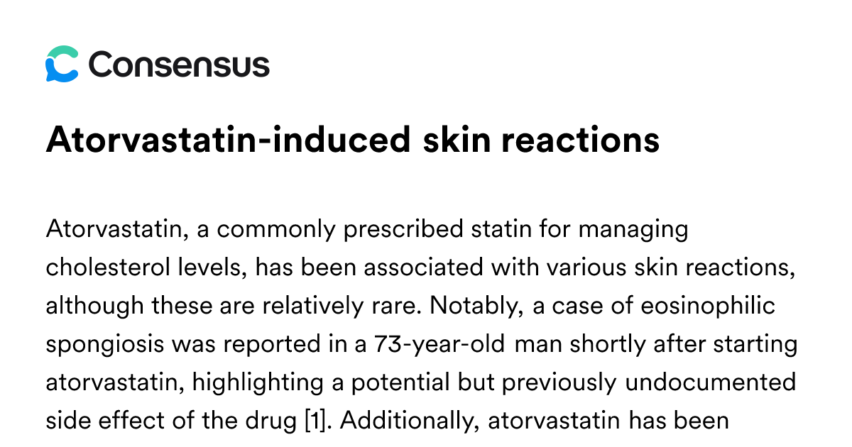 Atorvastatin-induced Skin Reactions - Consensus Academic Search Engine