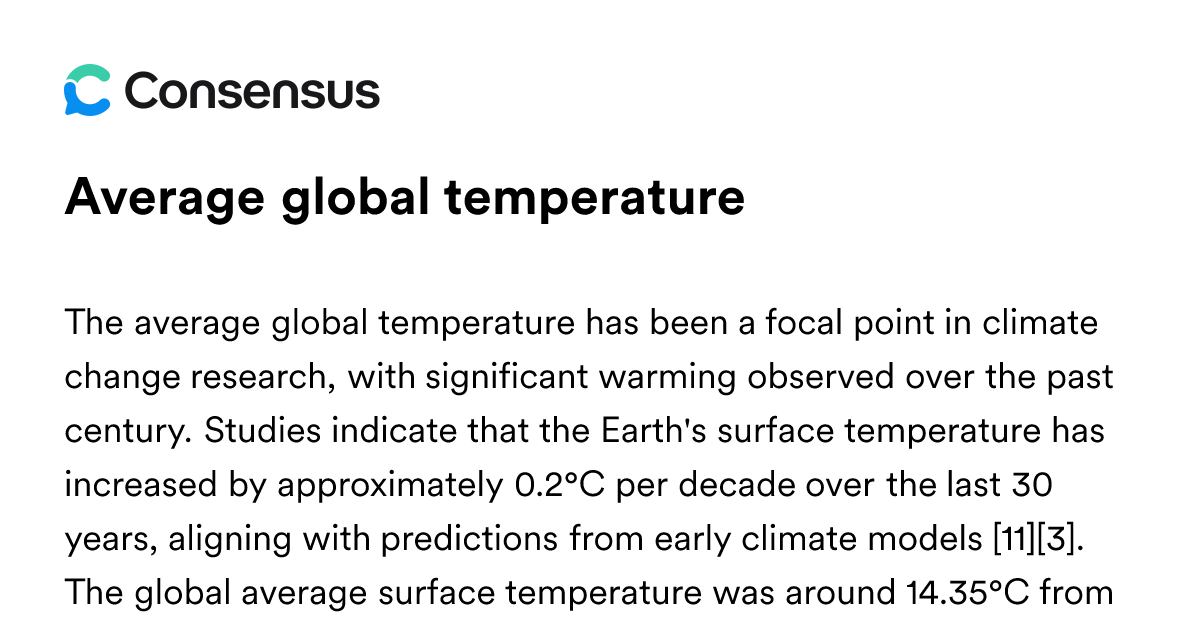 Average Global Temperature - Consensus Academic Search Engine