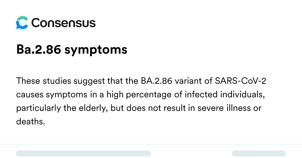 Ba.2.86 Symptoms - Consensus Academic Search Engine