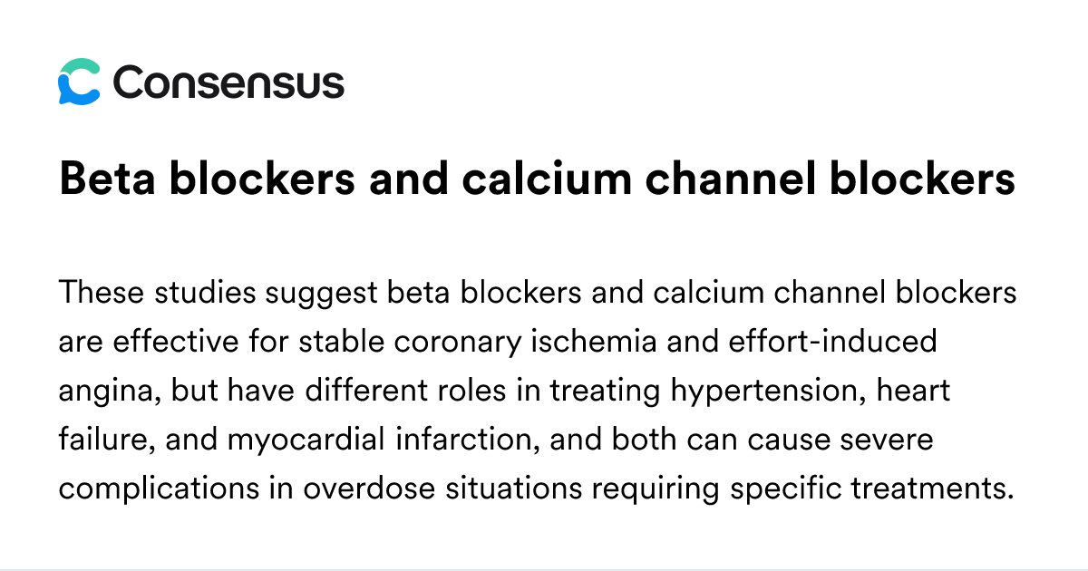 Beta Blockers And Calcium Channel Blockers - Consensus Academic Search ...