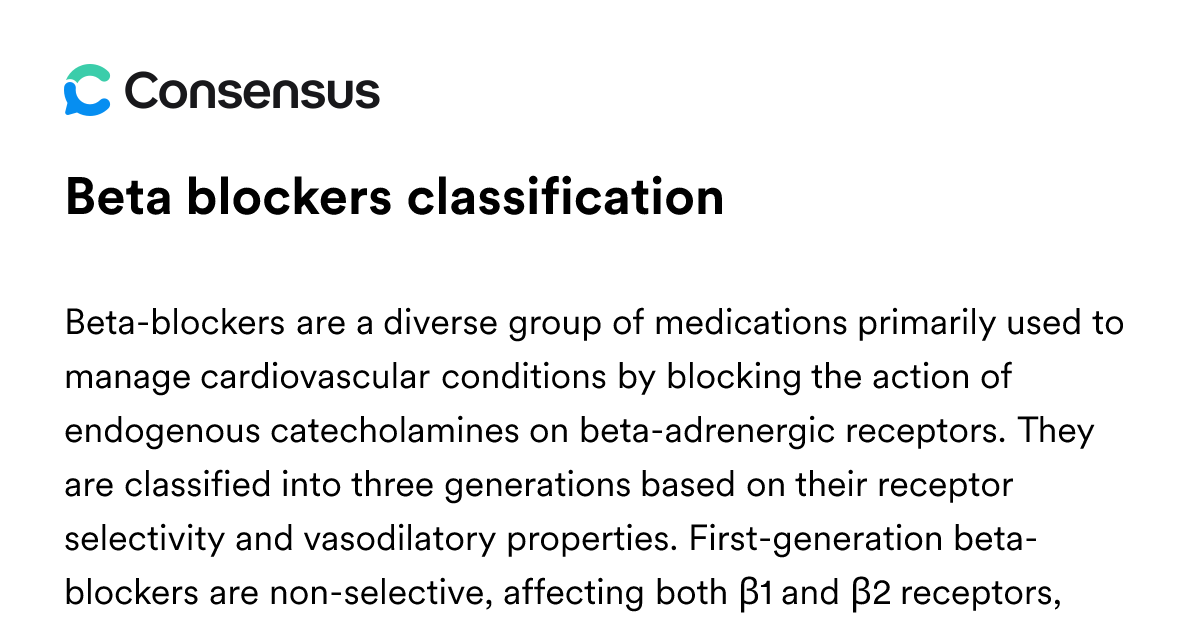 Beta Blockers Classification - Consensus Academic Search Engine