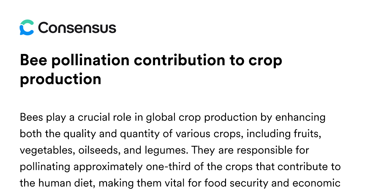 Bee Pollination Contribution To Crop Production - Consensus Academic ...