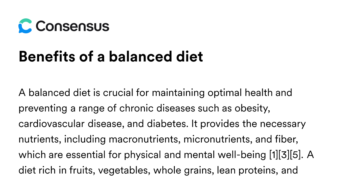 Benefits Of A Balanced Diet - Consensus Academic Search Engine