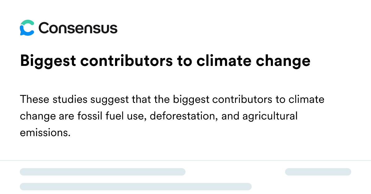Biggest Contributors To Climate Change - Consensus Academic Search Engine