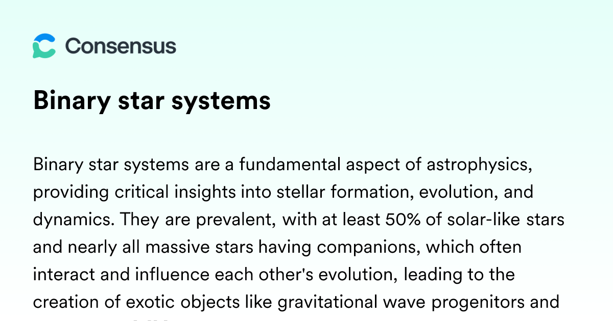 Binary Star Systems - Consensus Academic Search Engine