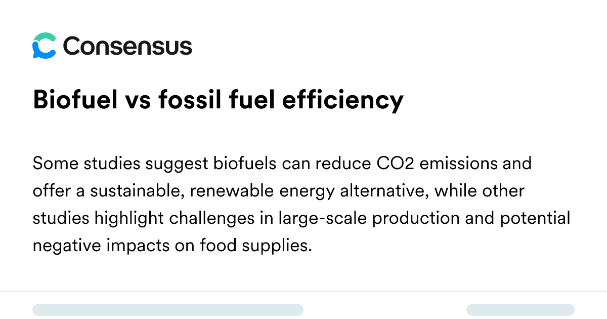 Biofuel Vs Fossil Fuel Efficiency - Consensus Academic Search Engine
