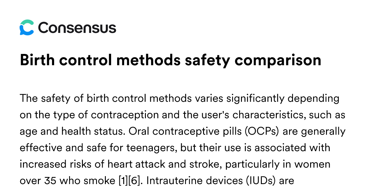 Birth Control Methods Safety Comparison - Consensus Academic Search Engine