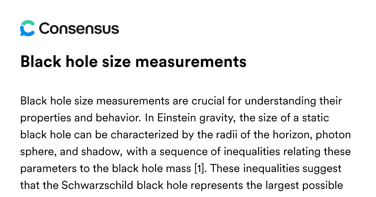 Black Hole Size Measurements - Consensus Academic Search Engine