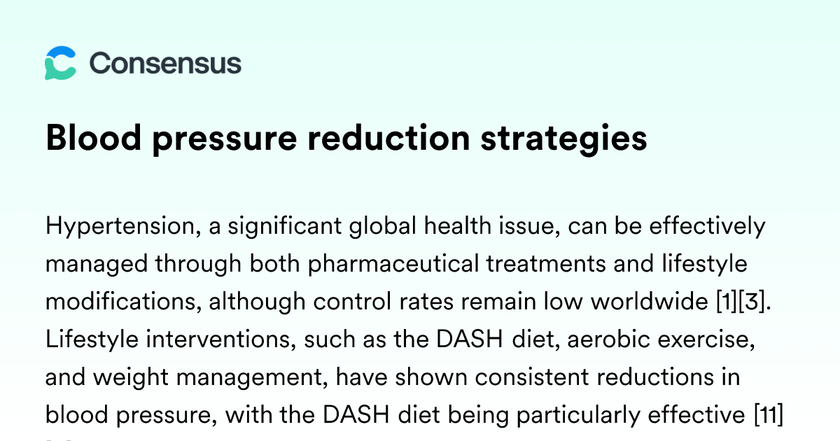 Picture of Blood Pressure Reduction Strategies - Consensus Academic Search Engine