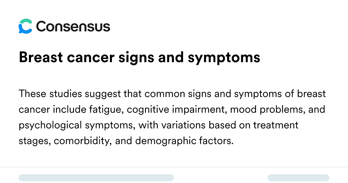 Breast Cancer Signs And Symptoms - Consensus Academic Search Engine