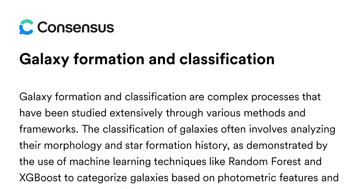 Galaxy Formation And Classification - Consensus Academic Search Engine