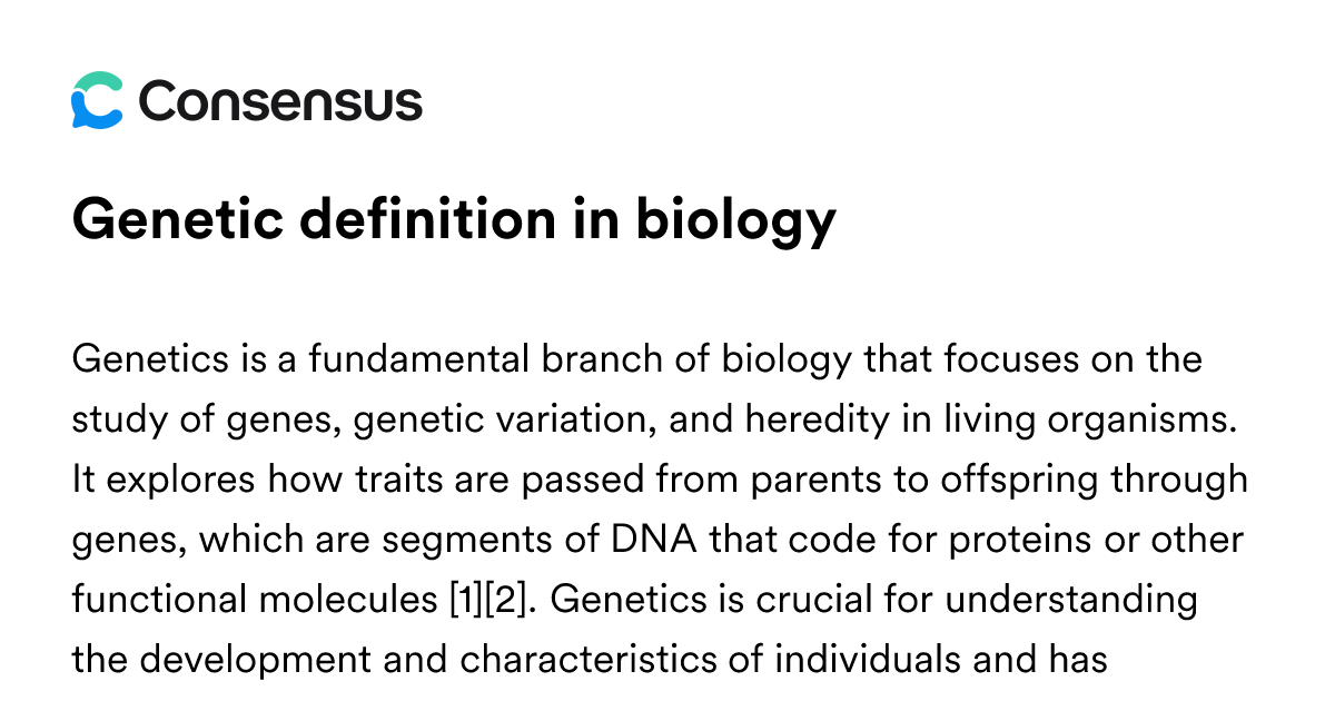 Genetic Definition In Biology - Consensus Academic Search Engine