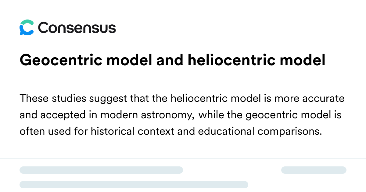 Geocentric Model And Heliocentric Model - Consensus Academic Search Engine