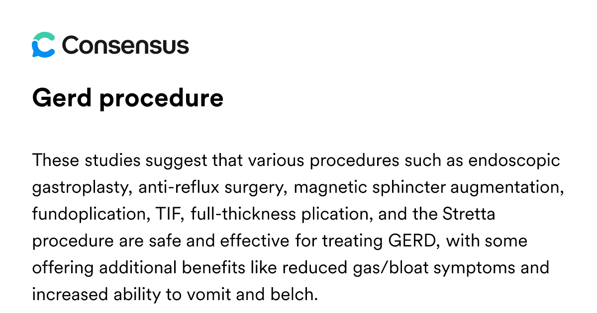 Gerd Procedure - Consensus Academic Search Engine